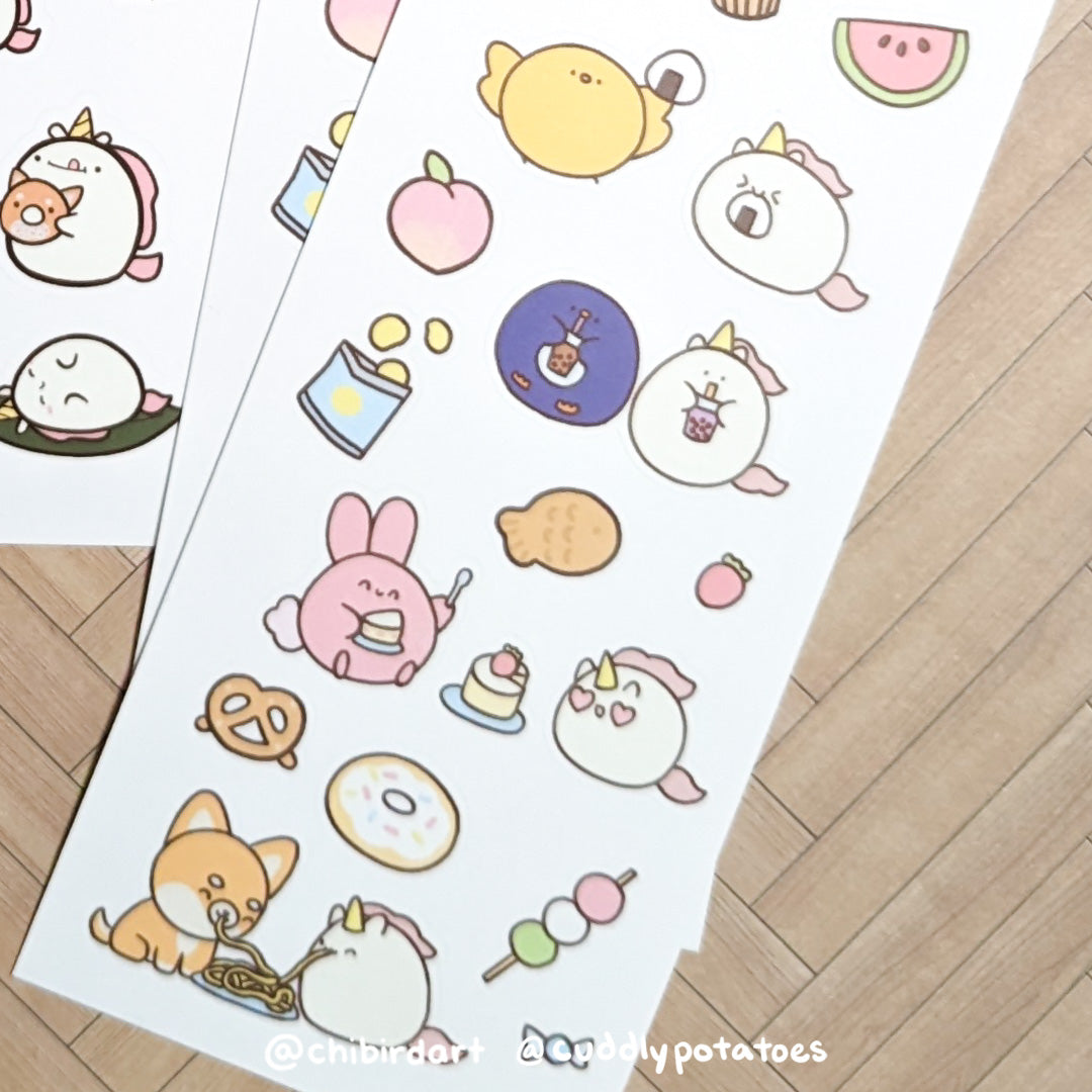 Snacks - Sticker Sheets (Chibird x Cuddly Potatoes Collab)
