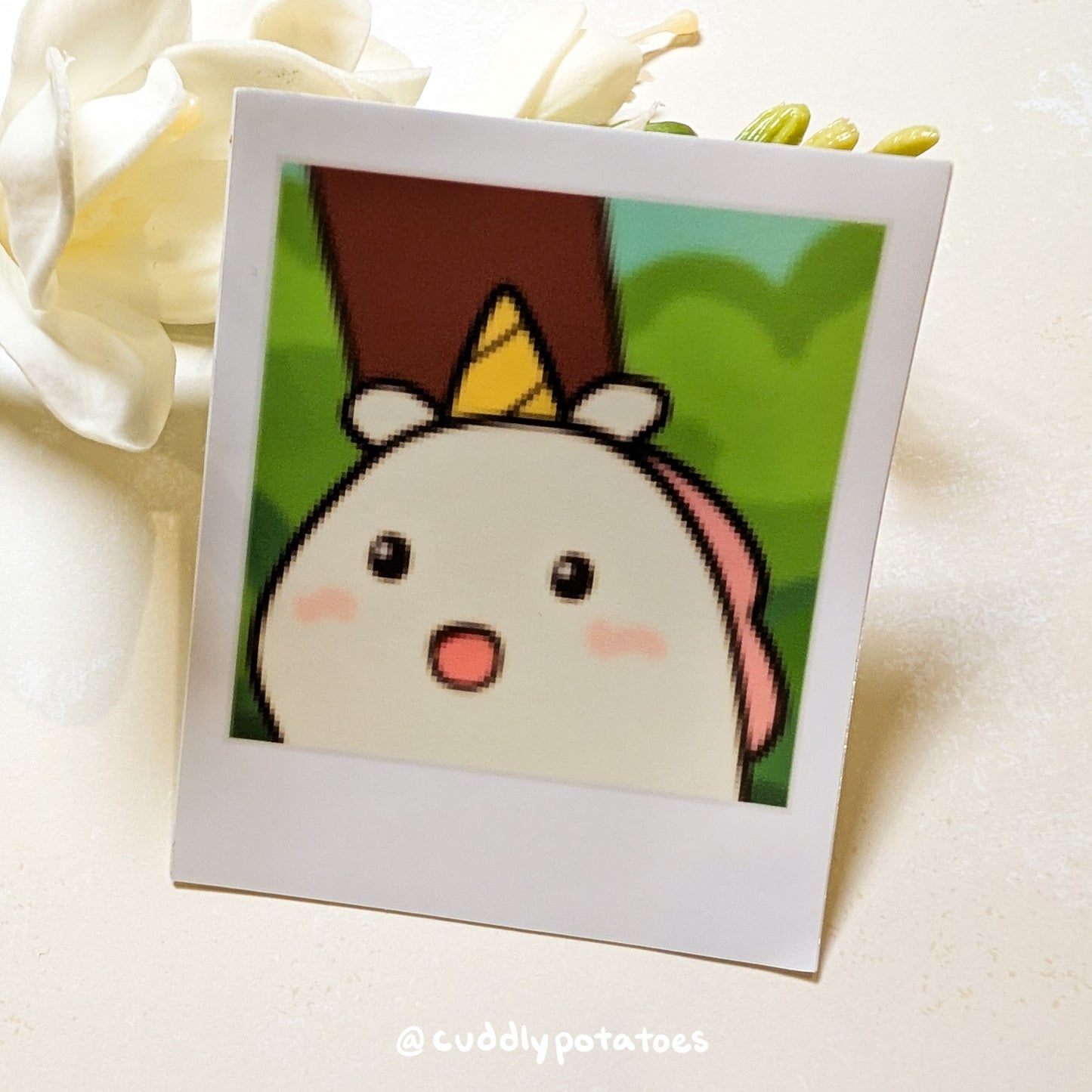 Shocked Potatocorn Polaroid Vinyl Sticker