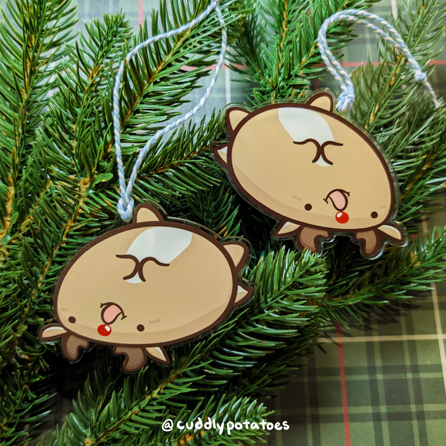 Upside Down Reindeer Acrylic Ornament