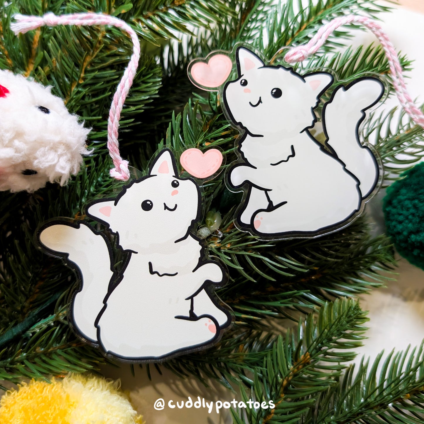White Kitty Acrylic Ornament