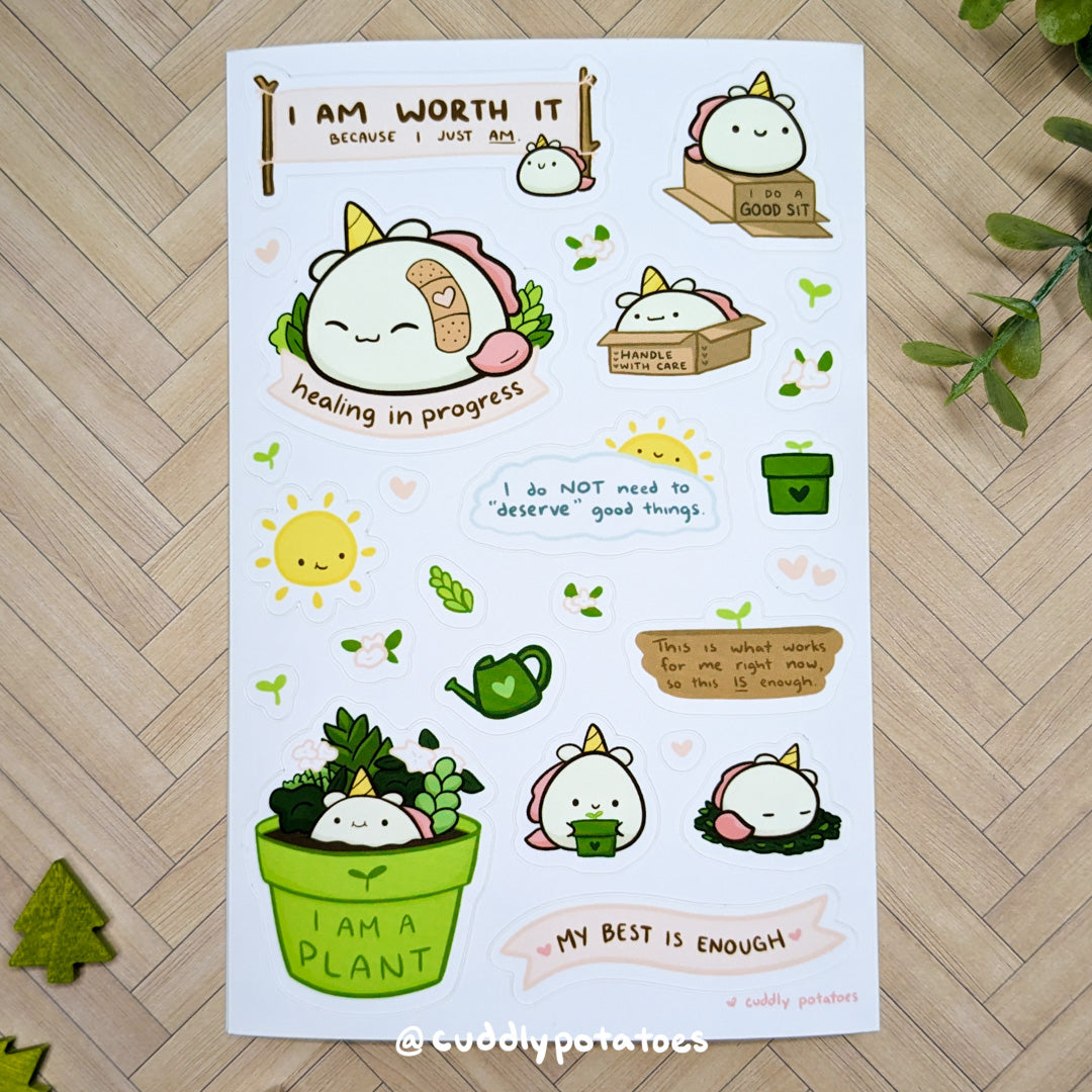 Worth - Self-Love Sticker Sheet – Cuddly Potatoes