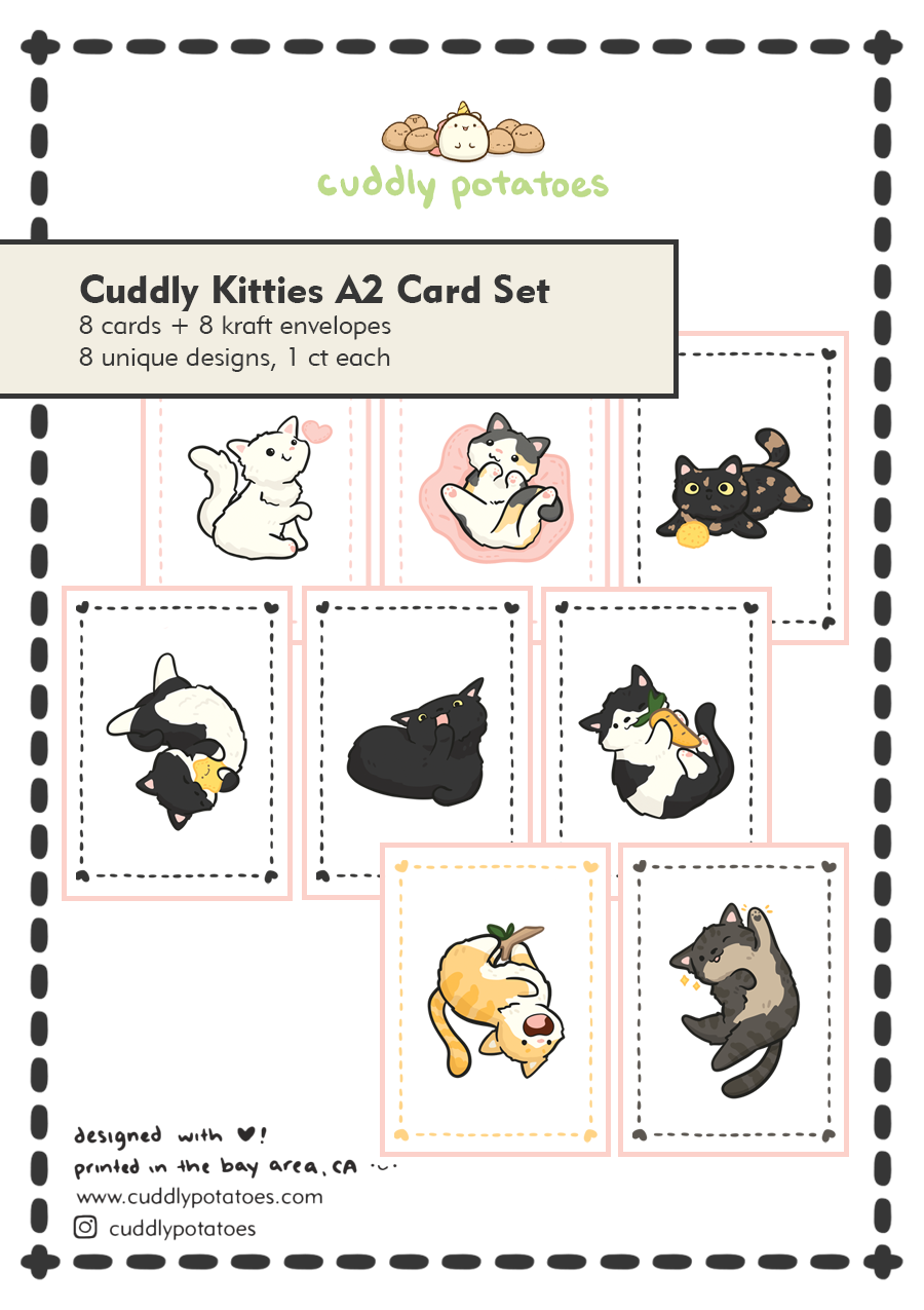 Cuddly Kitties - A2 Card Set of 8