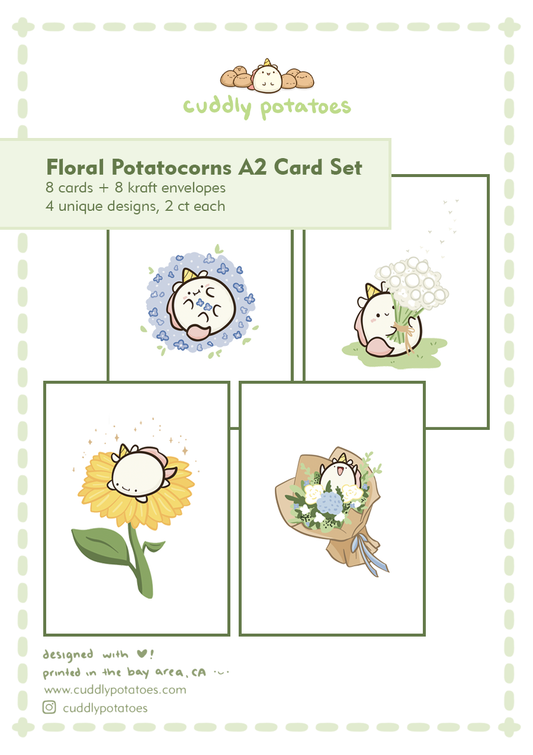 Floral Potatocorns - A2 Card Set of 8