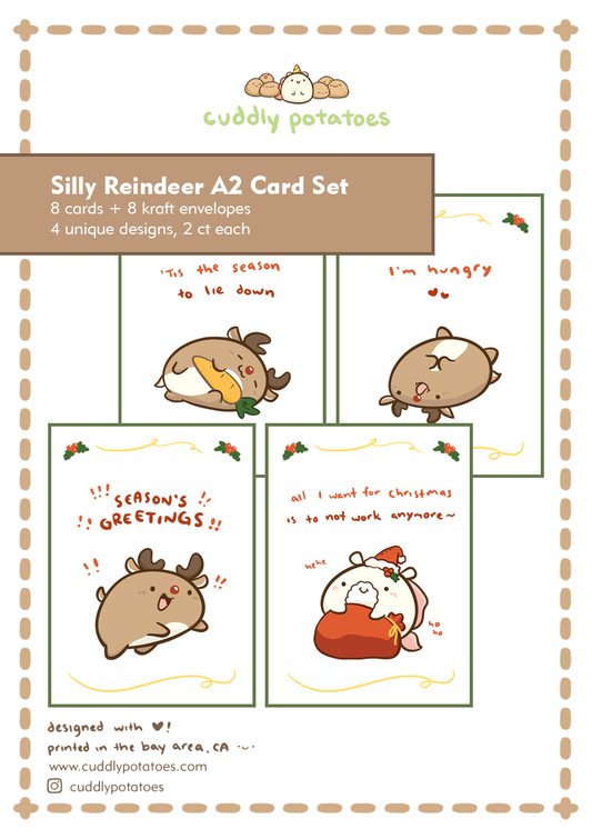 Silly Reindeer - A2 Card Set of 8