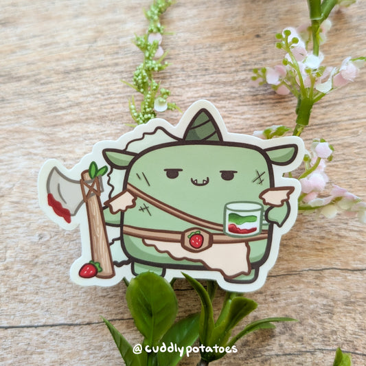 Strawberry Matcha Orc Vinyl Sticker