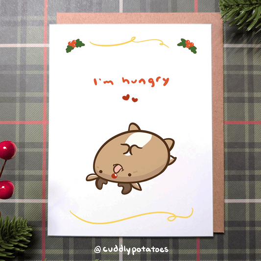 I'm Hungry Reindeer - A2 Card