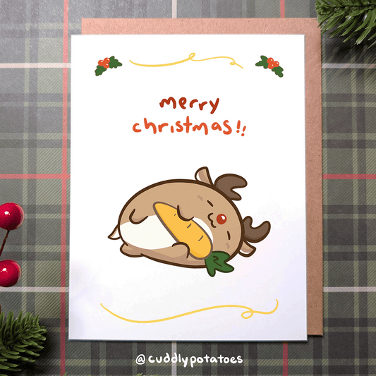 Merry Christmas Carrot Reindeer - A2 Card