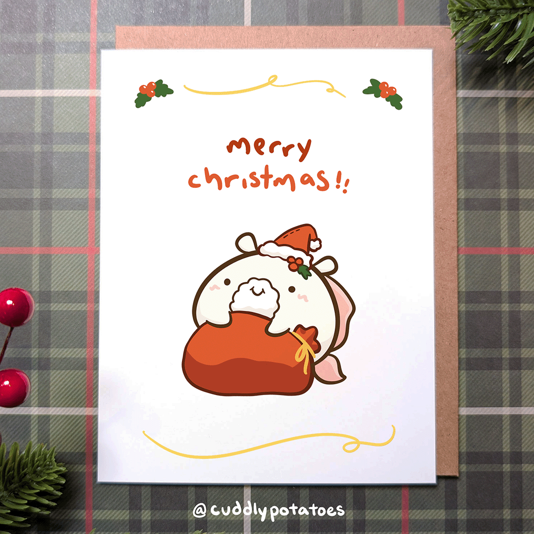 Merry Christmas Santa Potatocorn - A2 Card