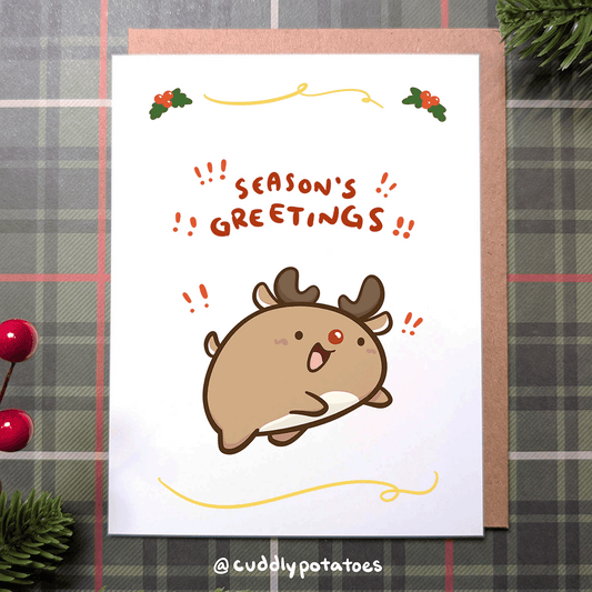 Season's Greetings Reindeer - A2 Card