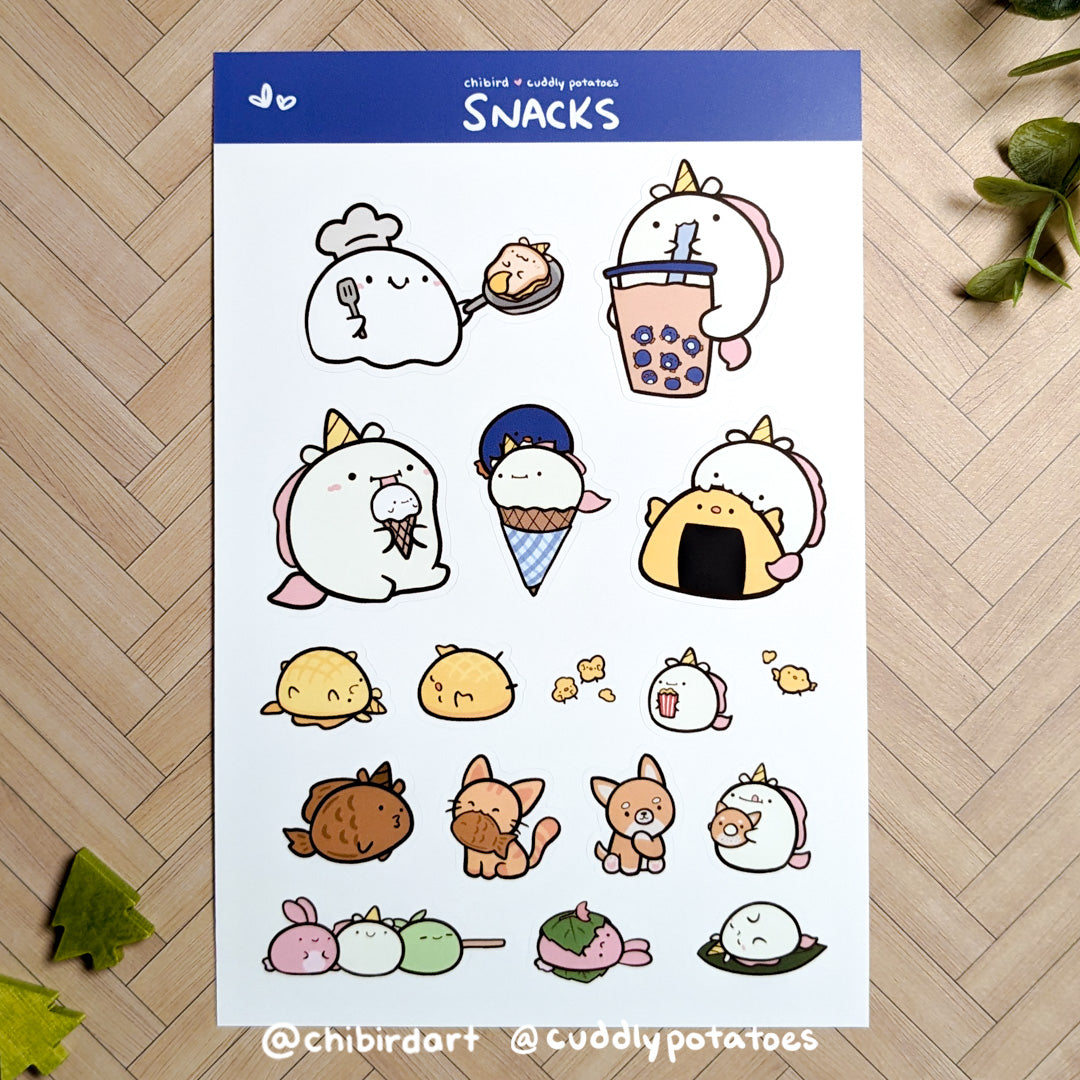 Snacks - Sticker Sheet (Chibird x Cuddly Potatoes Collab)