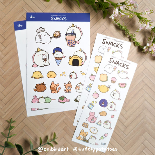 Snacks - Sticker Sheets (Chibird x Cuddly Potatoes Collab)