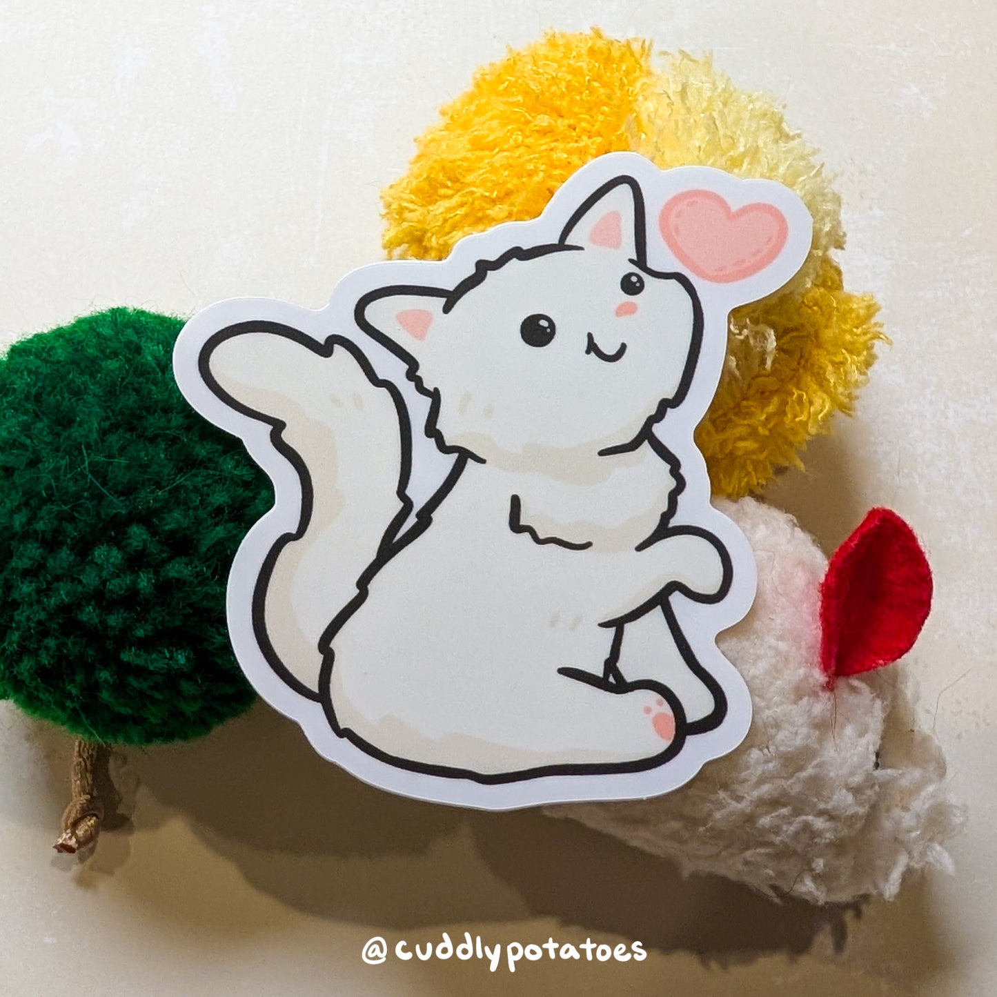 White Kitty Vinyl Sticker