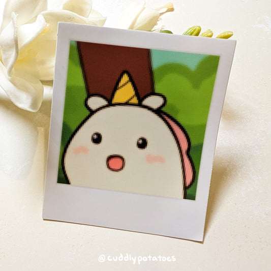 Shocked Potatocorn Polaroid Vinyl Sticker