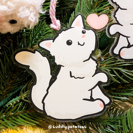 White Kitty Acrylic Ornament