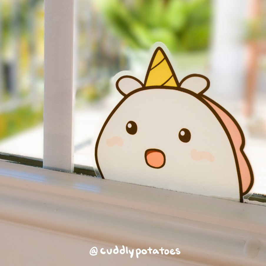 Shocked Potatocorn Clear Vinyl Sticker